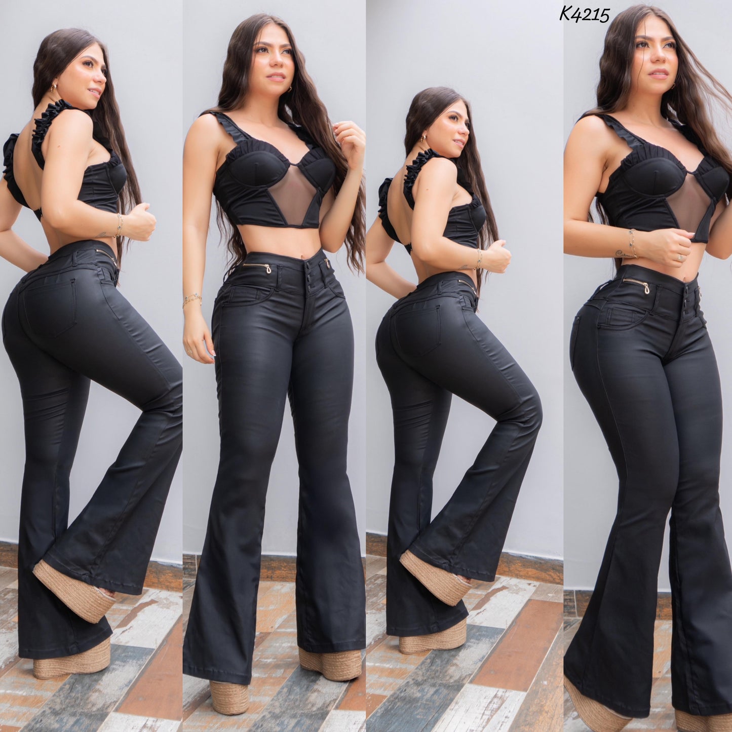 JEANS BOTA CAMPANA  K4215 CUERINA LEVANTACOLA