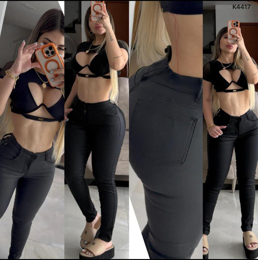 SKINNY CUERINA TIRO ALTO K4417 💖 ENVÍO GRATIS 💖