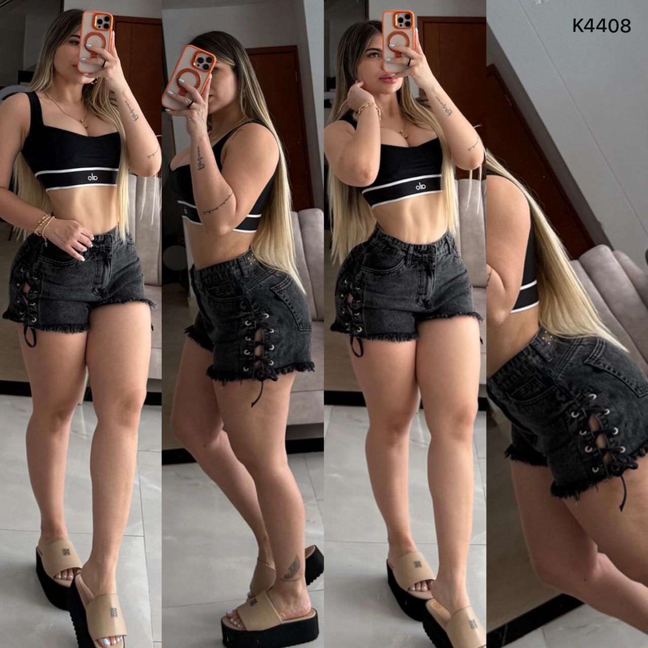 SHORT TRENZADO LATERAL HUMO K4408 💖 ENVÍO GRATIS 💖