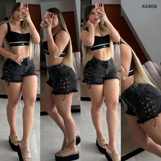 SHORT TRENZADO LATERAL HUMO K4408 💖 ENVÍO GRATIS 💖