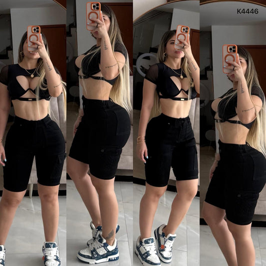BIKER CARCO NEGRO K4446 💖 ENVÍO GRATIS 💖